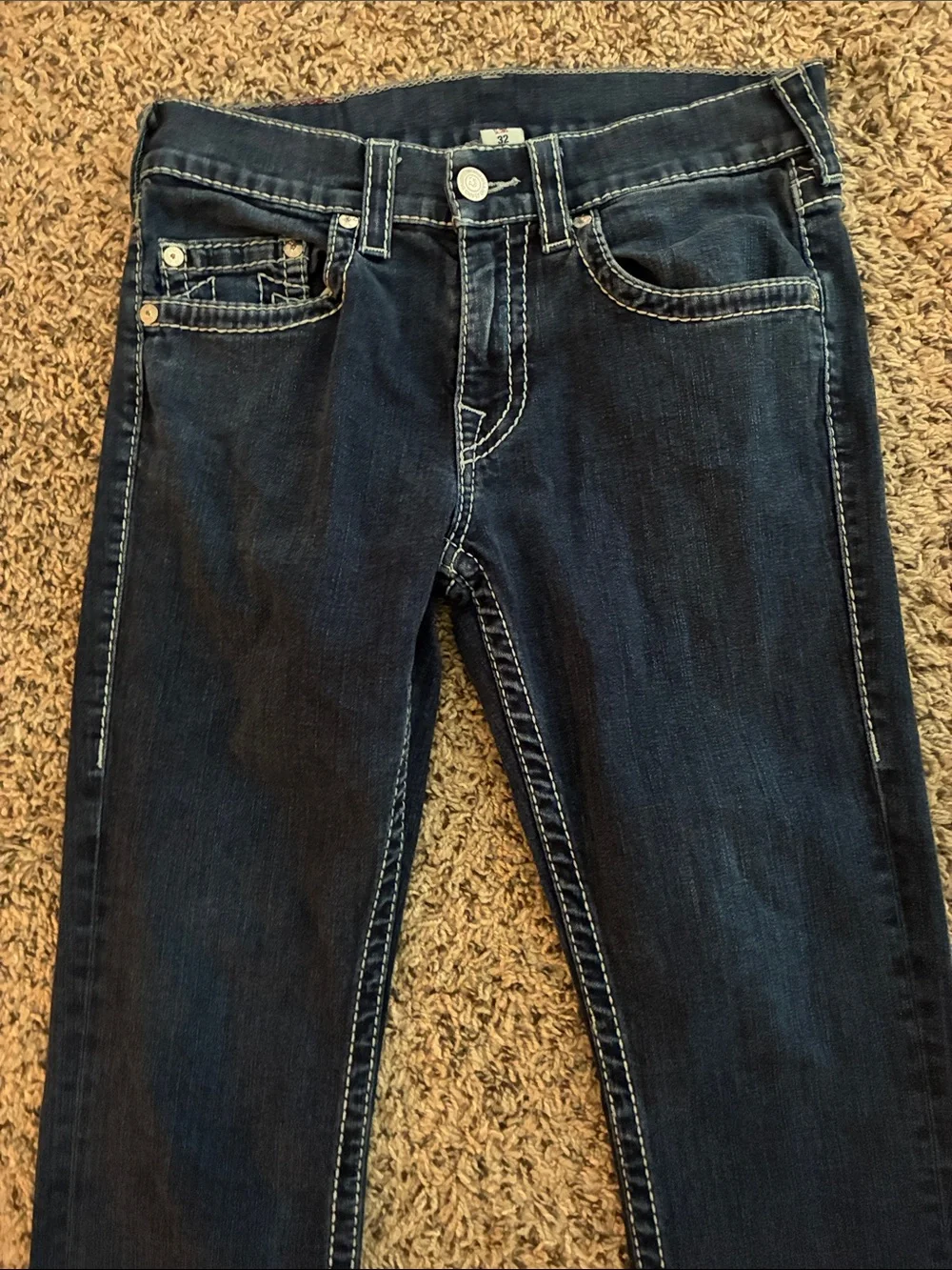 True Religion Jeans Men’s SZ 32 Blue Denim Skinny No flap Big T